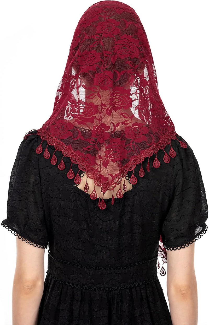 Wgior حجاب مثلث للكنيسة - غطاء رأس دانتيل لطقوس الكاثوليك للنساء - Image 5
